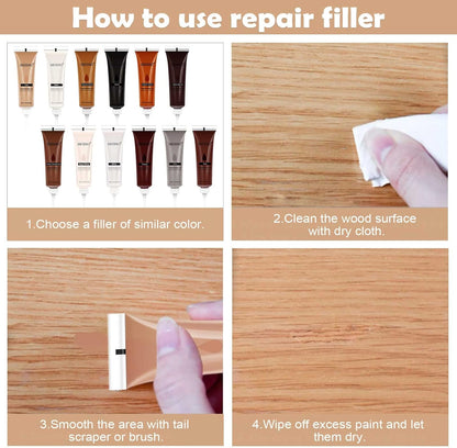 SEISSO Furniture Repair Kit, Wood Markers for Scratches, 12 Colors Furniture Touch-up Markers and Wood Fillers, New Upgrade Wood Repair Kit - Restore Wooden Table, Cabinet, Floors, Door