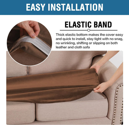 H.VERSAILTEX Velvet Stretch Individual Couch Cushion Cover Plush Slipcover for Loveseat Sofa Furniture Protector Seat Cover (1 Piece Loveseat Cushion Cover, Caramel)