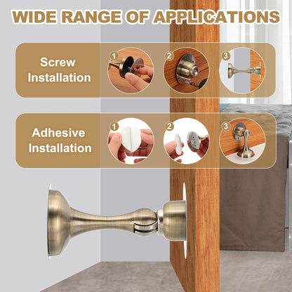 MECCANIXITY Magnetic Door Stoppers Stainless Steel Door Stops, Wall Floor Mounted Doors Holder Keep Doors Open for Home Office Closet (Gold Tone)