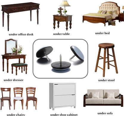 1" Nail on Furniture Sliders (24 Pack) - Furnigear Heavy Duty PTFE (Teflon) Chair Sliders Glides Wooden Furniture Movers Move Your Furniture Easily & Safety - Best Chair Leg Floor Protectors