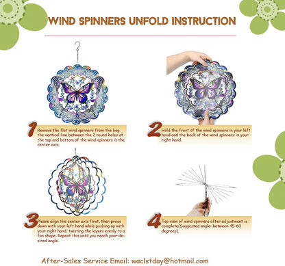 Wind Spinners Outdoor Dragonfly Decorations - Birthday Gifts for Women Mom Grandma, Hanging Wind Spinner 12 inch 3D Wind Sculptures for Garden Decor for Outside, Patio, Yard, Outdoor