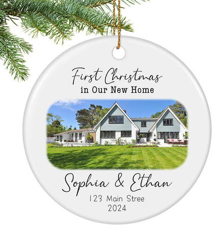 Personalized First Christmas in Our New Home Ornament 2025, New House Address Christmas Ornaments, Housewarming Gift for New Homeowners, Couples, or Family