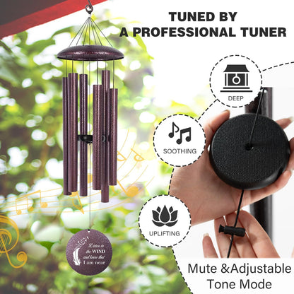 ASTARIN 36" Large Deep Tone Personalized Sympathy Wind Chimes, Memorial Wind Chime for Loss of Mother Father Loved One, Angel's Feather Bereavement Gifts Decor Outdoor Patio Garden(Produced in USA)