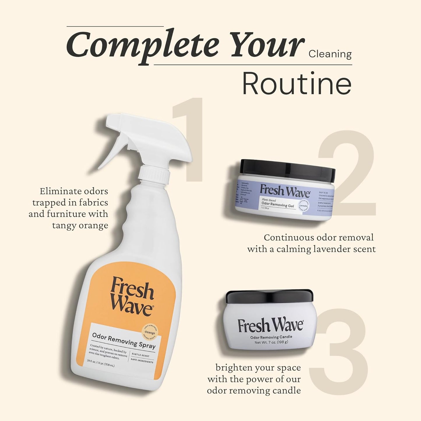 Fresh Wave Orange Scent Odor Eliminator Spray & Air Freshener, 24 fl oz. | Odor Absorber for Home, Furniture, Fabrics & Trash | Safer Odor Relief