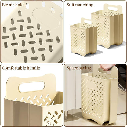 Laundry Basket Hamper,Hanging Wall Collapsible Laundry with Handle,Space-Saving Foldable Storage Dirty Washer Organizer Bin Multi-function Container Waterproof Durable,Set of 2(XL&M)