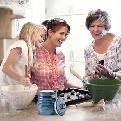 Hasense Ceramic Food Storage Jar with Airtight Seal Lid, 35 Ounce Kitchen Canister Container for Cookie, Ground Coffee, Pasta, Cereal, Flour, Sugar, Rice, Seasoning and Pet Treat, Navy