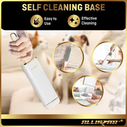 Lint Brush, Pet Hair Remover, Lint Remover for Clothes, Sofa, Carpets, Car Seats. Cat Hair Remover. Dog Hair Remover Laundry. Double-Sided. Reusable. Self-Cleaning Base. ALLISTAR (Snow Peak White)