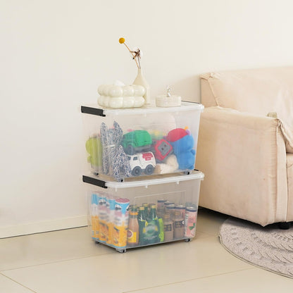 Citylife 82 QT Clear Plastic Storage Bins with Lids Stackable and Nestable Storage Boxes with Lids Large Plastic Storage Containers for Garage, Closet, Kitchen, 2 Packs