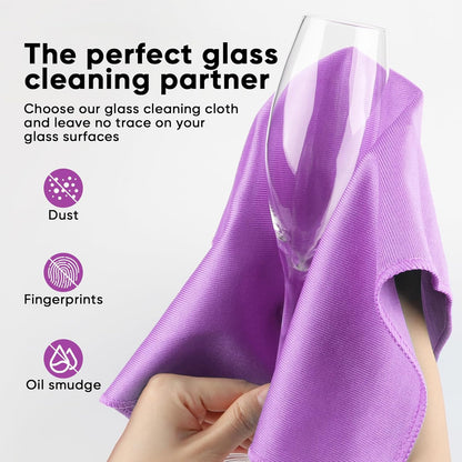 HOMEXCEL Microfiber Glass Cleaning Cloth 12 PK, Lint Free Streak Free, Reusable Cleaning Cloth for Cleaning Windows, Glasses, Mirrors, Screens, Stainless Steel, and More Purple-12”×12”