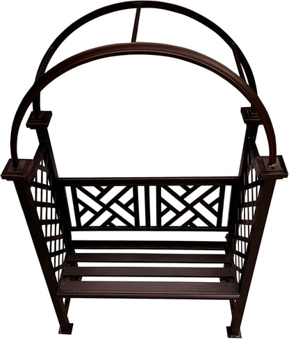 Bronze Aluminum Garden Arbor Arch with 2-Seater Bench