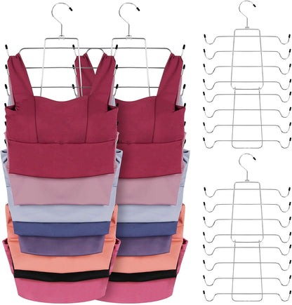 ZEDODIER 6 Pack Tank Top Hanger, Space Saving Bra Hangers, Non-Slip Hanging Sport Bras Holder, Closet Organizers and Storage for Camisoles Tank Tops Bras Ties Swimsuits Strappy Dress, Silver