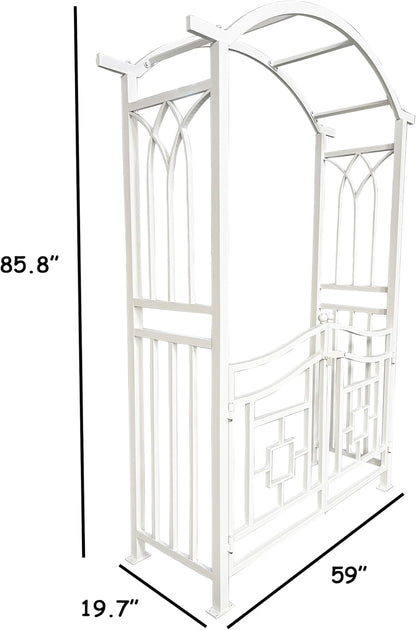 White Aluminum Garden Arbor Arch with Gate