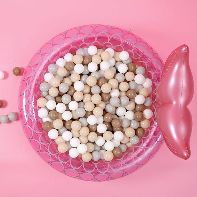 GOGOSO Balls for Ball Pit - Plastic Ball for Toddlers 1-3, Baby Kids Ball Pool Decoration 50 100 200 300 500 1000 (Grey+Coffee+ Beige+White, 500 Balls)