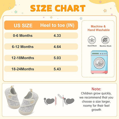 FEETCITY Baby First Walking Shoes Wide Baby Shoes Infant Sneakers Newborn Crib Shoe Barefoot Lightweight Slip On Shoe