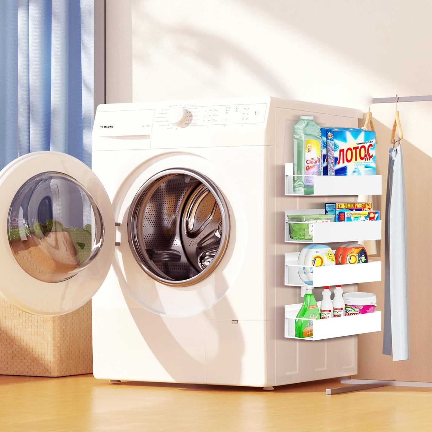 Magnetic Spice Rack Organizer for Fridge Seasoning Organizer for Kitchen Storage With Screw Magnetic Shelf for Oven, RV,Garage,Bathroom (White, 4pack)