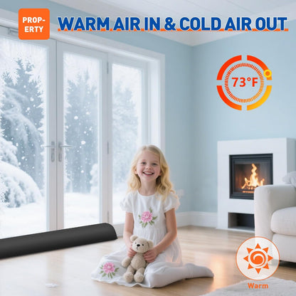 MAGZO Door Draft Stopper 32 Inches, Weighted Triangular Door Snake for Winter Noise Blocker with Hook Loops,Black