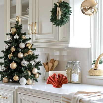 Ceramic Sponge Holder,Sponge Holder for Kitchen Sink,Compact Sink Caddy Organizer-Scouring Pad and Dish Sponge Holders,Farmhouse Kitchens Decor Cute Kitchen Gadgets Accessories(Red)