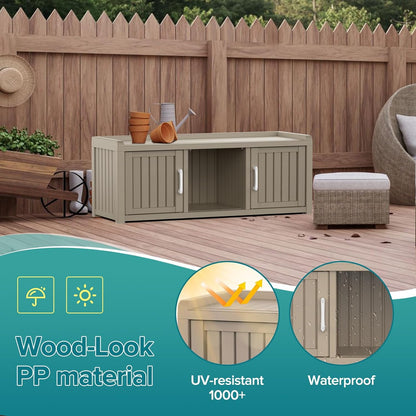 ROJIK Shoe Cabinet Waterproof UV-Resistant,Storage Bench Indoor Outdoor with Adjustable Shelves,for Entryway Bedroom,Hallway,Living Room(2 Door,Grey)