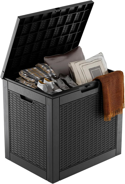 31 Gallon Outdoor Storage Box – Waterproof Deck Box for Garden & Patio,Black