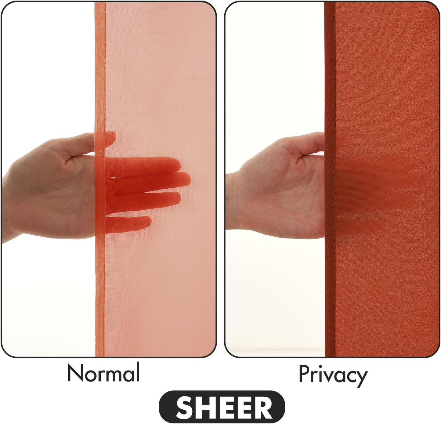 MIULEE Burnt Orange Privacy Sheer Curtains That Let Light in 84 Inches Long Non-See-Through Semi Sheer Curtain Light Filtering Window Curtains Drapes for Living Room Bedroom 2 Panels Set 42 X 84