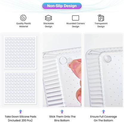 25 PCS Clear Plastic Drawer Organizer Set - 4 Sizes Makeup Organizer Desk Drawer Divider Bathroom Organizers and Storage Bins for Makeup, Jewelry, Gadgets, Office, Kitchen, Bedroom, Bathroom