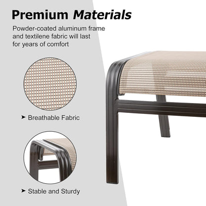 Outdoor Patio Footstools Aluminum Outdoor Ottomans Footrest Small Seating Wicker Furniture Patio Ottoman 2 Pieces Brown