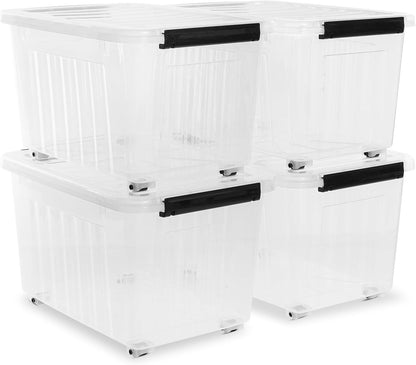 Citylife 54 QT Clear Plastic Storage Bins with Lids Stackable and Nestable Storage Boxes with Lids Large Plastic Storage Containers for Garage, Closet, Kitchen, 4 Packs