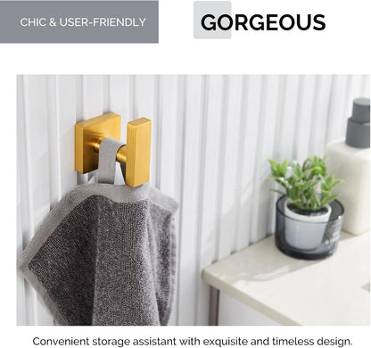 Angle Simple Towel Hook for Bathroom, SUS 304 Stainless Steel Robe Coat Hook for Wall, Hand Towel Holder, Brushed Gold