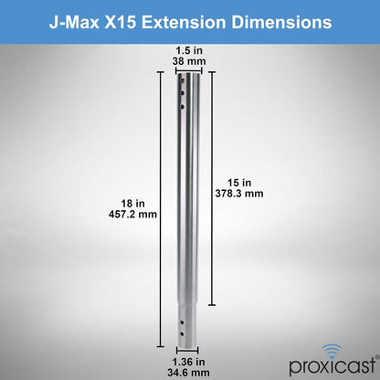 15 inch Stainless Steel Extension Pole for Proxicast J-Max Antenna Mounts (ANT-800-X15)