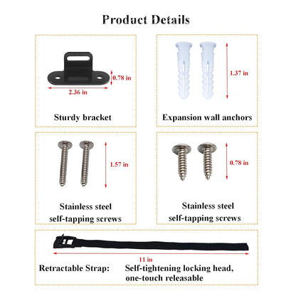 Anti Tip Furniture Anchors (2 Sets),Heavy Duty Furniture Wall Anchor,Adjustable Earthquake Straps,Furniture Anchors for Baby Proofing,Black