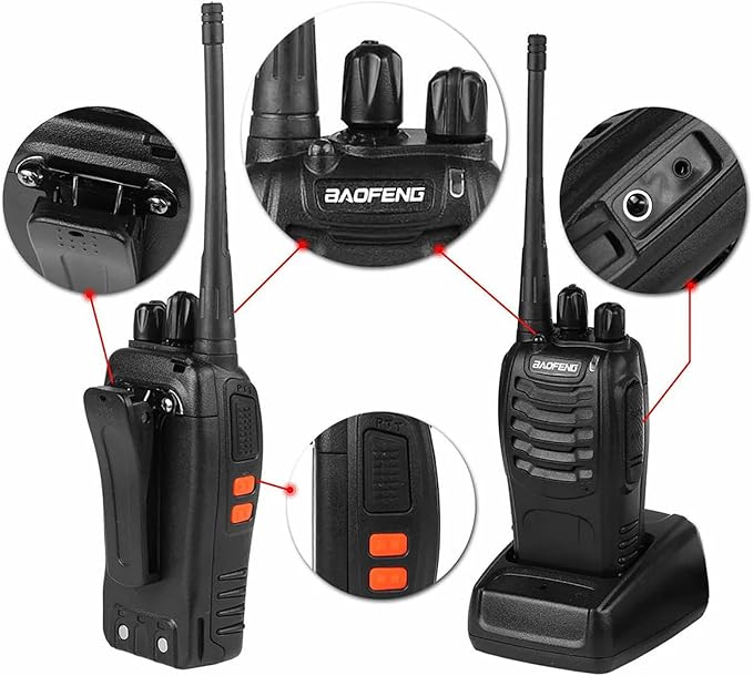 BAOFENG BF-888S Walkie Talkies for Adults Rechargeable Long Range 16 Channel Professional Walky Talky and Security Headphones Flashlight Li-ion Battery and Charger (10 Pack)