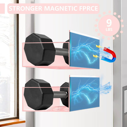 Magnetic Spice Rack Organizer for Fridge Seasoning Organizer for Kitchen Storage With Screw Magnetic Shelf for Oven, RV,Garage,Bathroom (Pink, 4pack)