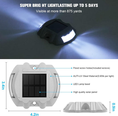 VOLISUN Solar Deck & Driveway Lights, 8-Pack Led IP67 Waterproof Outdoor Warning Step Lights for Garden Pathway Yard (White)