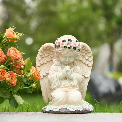 Solar Fairy Garden Decor for Outside Prayed Angel Sculptures Home Decoration, Solar Powered Angel Garden Statues for Outdoor Patio Yard Ornaments, Unique Gifts for Mom Grandma Wife