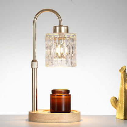 Gold Candle Warmer Lamp with Dimmer and Timer,Home Decor Lamp for Scented Jar,Electric Wax Melt Warmer,Mother's Day/Birthday/Christmas Gifts for Mom/Wife,Adjustable Height,with 2 Bulbs