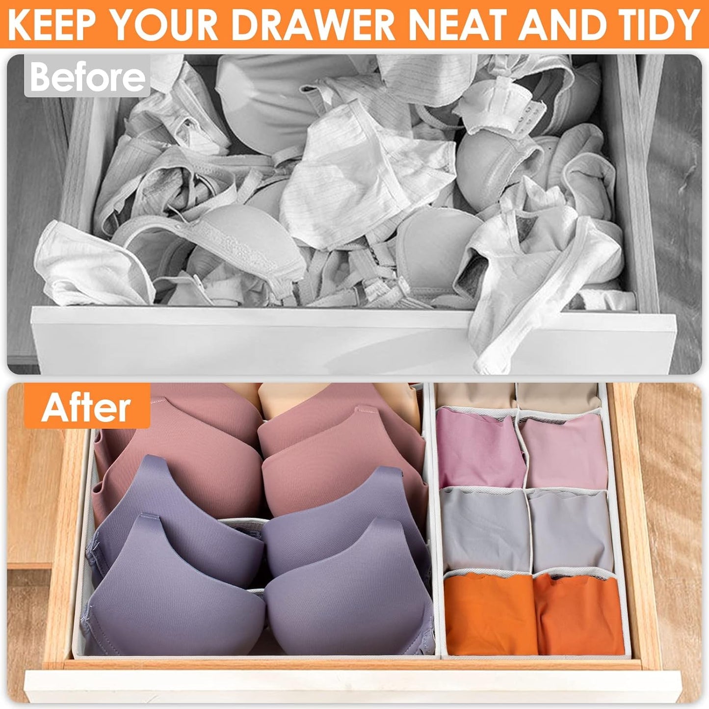 12 Pack Drawer Organizers for Clothing, 116 Large Compartments Fabric Dresser Closet Organizers and Storage Bins for Baby Clothing, Women Men Underwear Socks, Bra, Ties, College Dorm Room Essentials