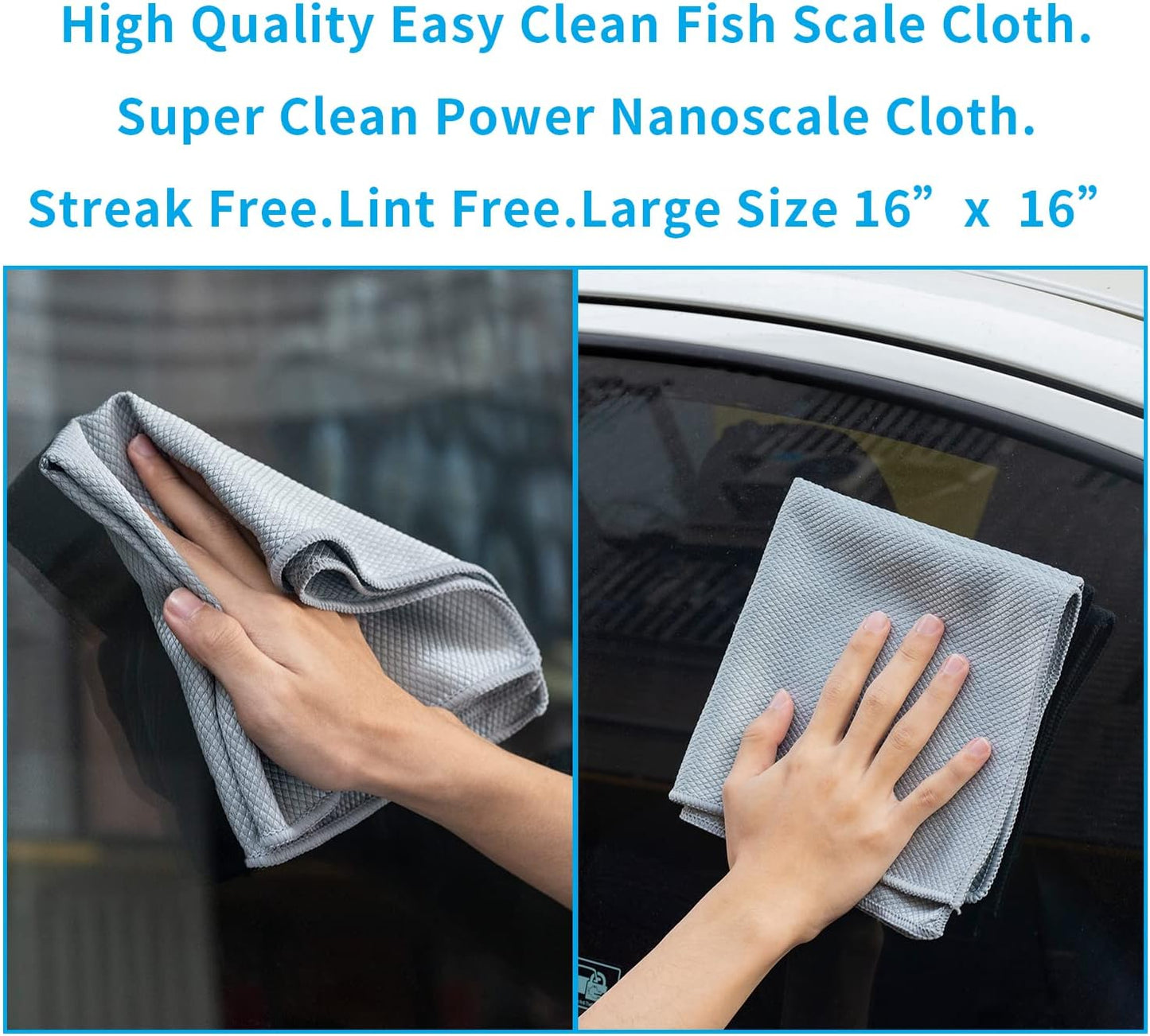 Streak Free Lint Free Microfiber Window Cleaning Cloth,Best Glass Car Shiny Wipes Mirror Shower Cleaning Cloth, Miracle Cloths for Glasses,Stainless Steel,Wine Glass Polishing Towels,Pack of 6,Grey