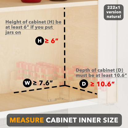 SpaceAid Bamboo Pull Out Spice Rack Organizer for Cabinet, Heavy Duty Slide Out Seasoning Kitchen Pantry Sliding Vertical Organization, 7.6" Wide, 3 Drawers(2" Wide), 1-Tier, Natural