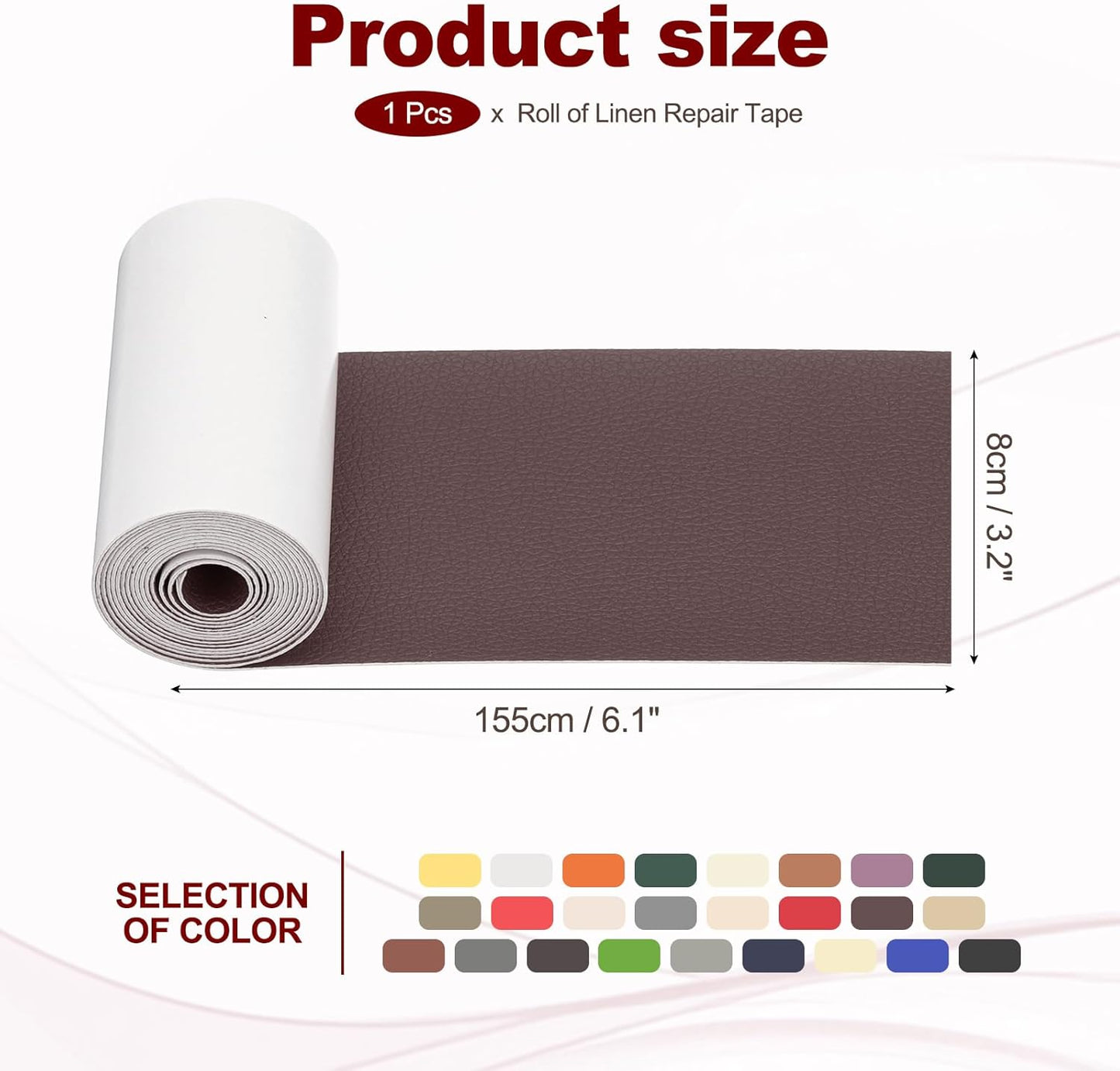 PATIKIL Leather Patches Tape for Furniture, 3.2 x 61 Inch Self Adhesive Vinyl Leather Repair Kit Cover Sheet for Couch, Sofa, Car Seats, Office Chair, Deep Brown