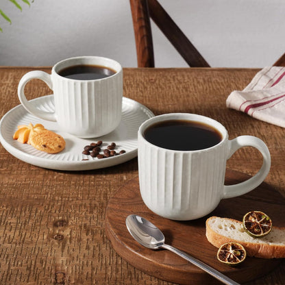 famiware Coffee Mugs Set of 4, Starlight 11 oz Mug Cup Set with Handle for Coffee, Tea, Cocoa, Milk - Ceramic Stoneware Mug Set, Matte White