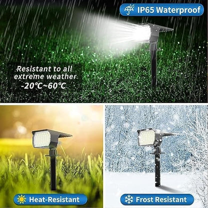 Solar Spot Lights Outdoor Waterproof IP65, 6 Pack Landscape Spotlights with 46 LEDs, 3 Modes Auto On/Off Solar Powered Flood Lights for Outside Pathway, Yard, Garden, Walkway (Cool White)