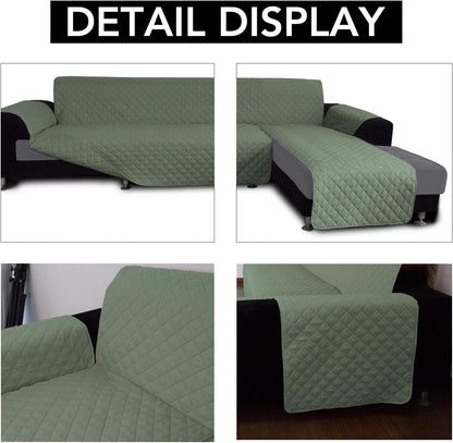 Easy-Going Sofa Slipcover L Shape Sofa Cover Sectional Couch Cover Furniture Protector Mat for Pets Dog Cat (X-Large,Greyish Green/Greyish Green)