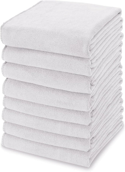 kimteny 13x28 Inches Kitchen Cloth Dish Towels, 400 GSM Premium Dishcloths, Super Absorbent Coral Velvet Microfiber Cleaning Cloths, Fast Drying Rags for Washing Dishes (8 Pack, White)