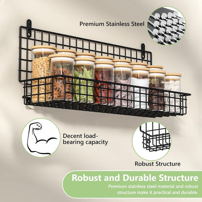 X-cosrack Spice Rack Wall Mount, 5 Tier Large Spice Rack Organizer for Efficient Storage, Height-Adjustable Hanging Spice Shelf for Kitchen and Pantry, Up to Storage 90 Jars(Patent No.:D909138S)