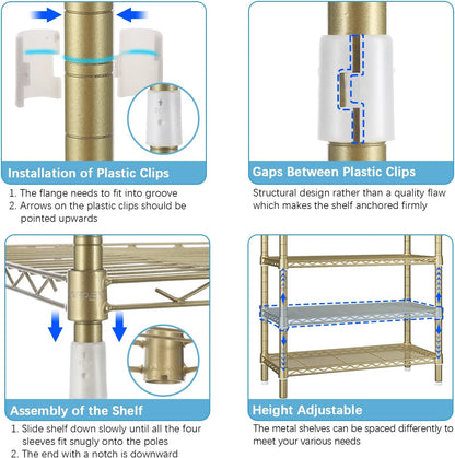 VIPEK V40 Wire Garment Rack Heavy Duty Clothes Racks for Hanging Clothes, Multi-Functional Metal Clothing Racks Bedroom Freestanding Wardrobe Closet Rack, 76" Lx15.7 Wx76.4 H, Max Load 1110lbs, Gold