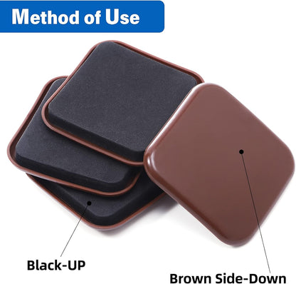 Furniture Sliders, 12pcs 3 inch Square Furniture Moving Kits Carpet Sliders for Moving Furniture, Heavy Duty Furniture Movers - Protect The Carpet Surface, Easily Move Any Items