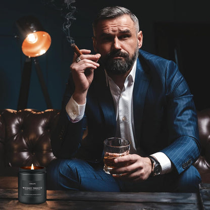 Scented Candles Set | Men Candle Set, 4 Pack Candles for Home, Gifts for Men - Aromatherapy Gifts for Dad Fathers Day, Soy Candle Scent of Smoke & Vanilla/Rum Oak/Vintage Leather/Amber Patchouli