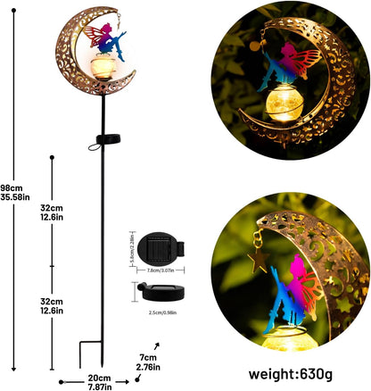 Moon Fairy Solar Garden Lights, Outdoor Decor Pathway Lights, LED Lawn Decor Lights - Gardening Gifts for Women(Moon Fairy Garden Lights)