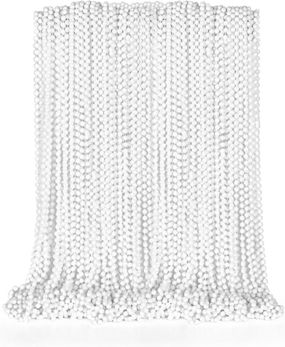 50PCS Bead Necklace, White Mardi Gras Bead Necklace Stuff Party Favors, 33" Mardi Gras Beads Necklaces, Festival Parade Throw Accessories for Wedding Birthday Celebrations Decorations