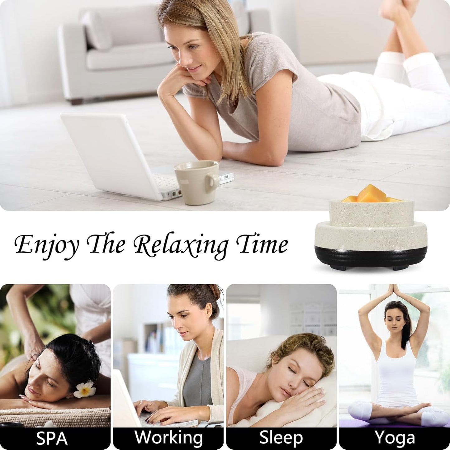 Wax Melts Warmer, Ceramic Candle Melter Melting Wax 3-in-1 Oil Burner Electric Fits Yankee Large Jar, Scented Candle Holder for Home Decor Gifts for Mom Grandma Women Girls